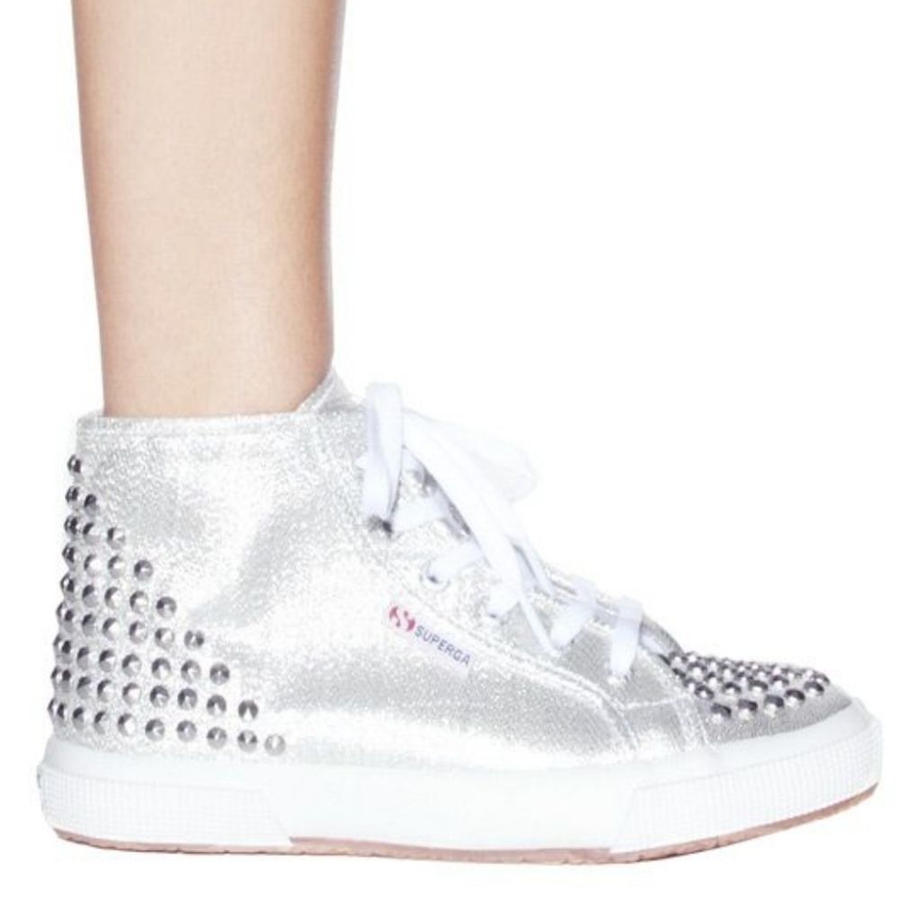 Superga metallic silver studded hi-tops - Picture 2 of 13